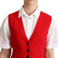 Dolce & Gabbana Elegant Red Leopard Print Sleeveless Vest