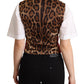 Dolce & Gabbana Red Brocade Leopard Print Waistcoat