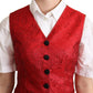 Dolce & Gabbana Red Brocade Leopard Print Waistcoat