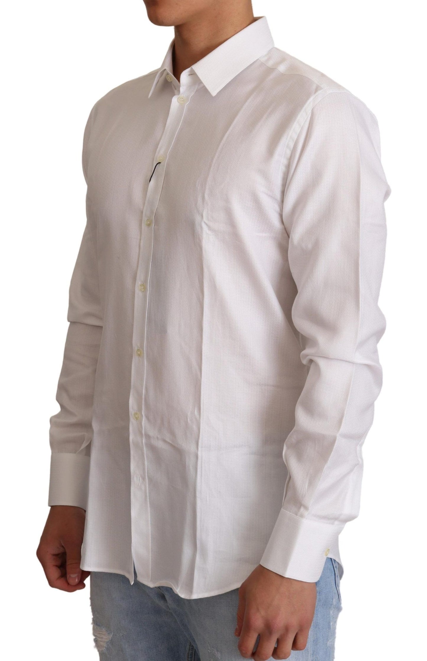 Dolce & Gabbana Elegant White Martini Slim Fit Dress Shirt