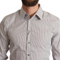 Dolce & Gabbana Elegant Gray Striped Slim Fit Dress Shirt