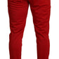 Dolce & Gabbana Elegant Red Casual Sweatpants with Logo Plaque