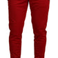 Dolce & Gabbana Elegant Red Casual Sweatpants with Logo Plaque