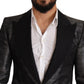 Dolce & Gabbana Metallic Gray Jacquard Slim Fit Blazer