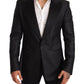 Dolce & Gabbana Elegant Black Metallic Slim Fit Blazer Jacket