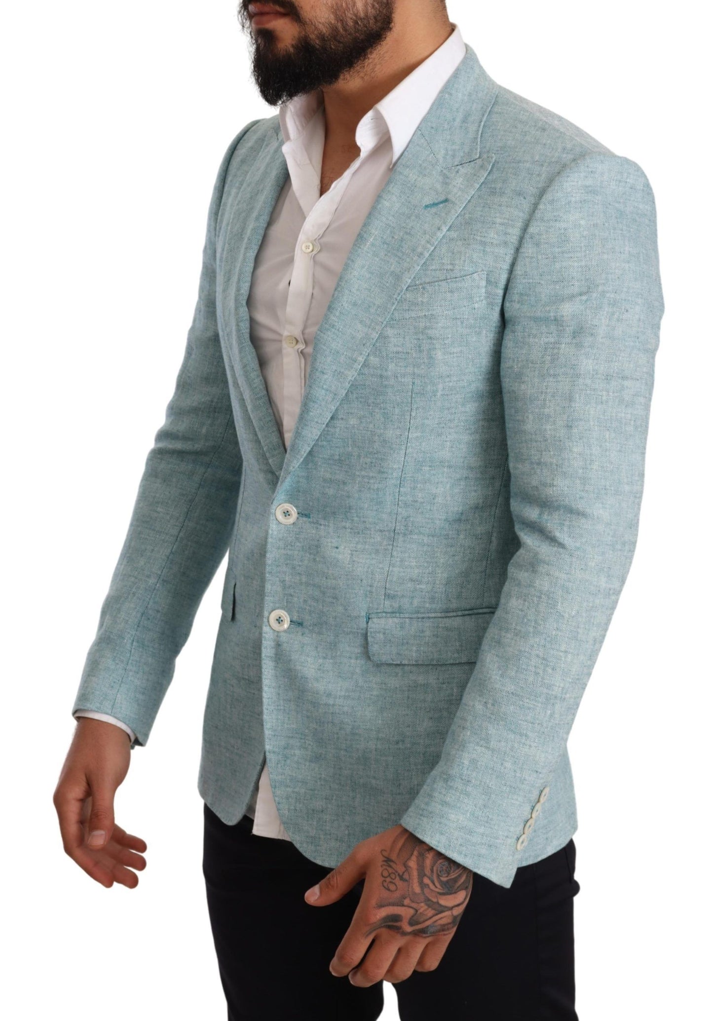 Dolce & Gabbana Elegant Light Blue Linen Blazer