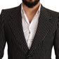 Dolce & Gabbana Elegant Black Striped Virgin Wool Blazer