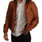 Dolce & Gabbana Elegant Brown Leather Bomber Jacket