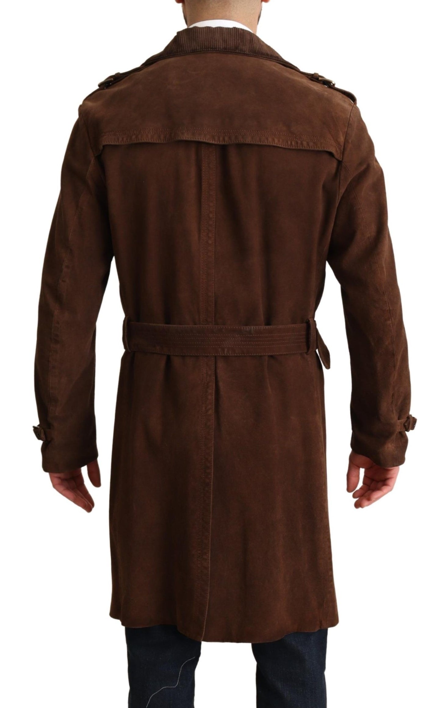 Dolce & Gabbana Classic Brown Leather Trench Coat