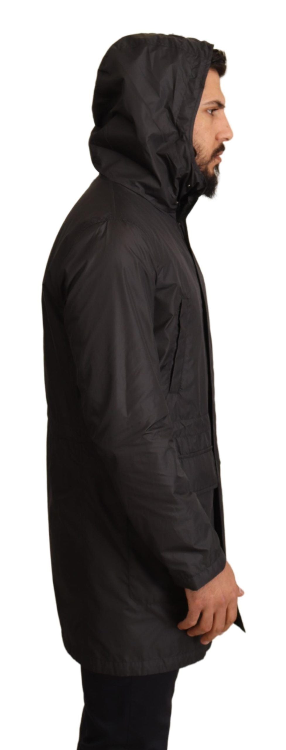 Dolce & Gabbana Chic Hooded Blouson Coat in Timeless Black