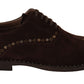 Dolce & Gabbana Elegant Brown Suede Studded Derby Shoes