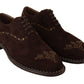 Dolce & Gabbana Elegant Brown Suede Studded Derby Shoes