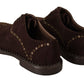 Dolce & Gabbana Elegant Brown Suede Studded Derby Shoes