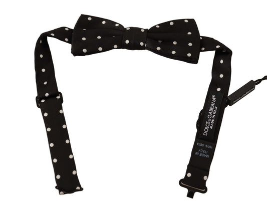 Dolce & Gabbana Elegant Black Polka Dot Silk Bow Tie