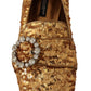 Dolce & Gabbana Elegant Gold Sequin Crystal Flats