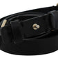 GF Ferre Elegant Black Leather Fashion Belt with Gold-Tone Buckle