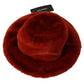 Dolce & Gabbana Red Bordeaux Fur Wide Brim Bucket  Hat
