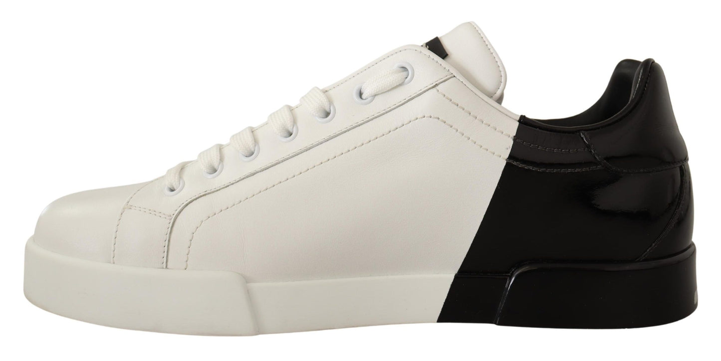 Dolce & Gabbana Elegant White Leather Casual Sneakers