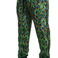 Dolce & Gabbana Elegant Green Silk Lounge Trousers with Peacock Print