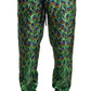 Dolce & Gabbana Elegant Green Silk Lounge Trousers with Peacock Print