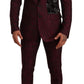 Dolce & Gabbana Elegant Maroon Leaf Pattern Two-Piece Suit