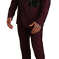 Dolce & Gabbana Elegant Maroon Leaf Pattern Two-Piece Suit