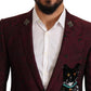 Dolce & Gabbana Elegant Maroon Leaf Pattern Two-Piece Suit