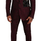 Dolce & Gabbana Elegant Maroon Leaf Pattern Two-Piece Suit