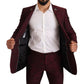 Dolce & Gabbana Elegant Maroon Leaf Pattern Two-Piece Suit