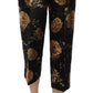 Dolce & Gabbana Opulent Black and Gold Floral Capri Pants