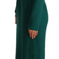 Dolce & Gabbana Emerald Green Midi Sheath Dress with Crystal Brooch