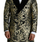 Dolce & Gabbana Gold Black Sicilia Jacquard Double-Breasted Coat