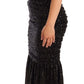 Dolce & Gabbana Elegant Black Sequined Open Shoulder Gown