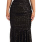 Dolce & Gabbana Elegant Black Sequined Open Shoulder Gown