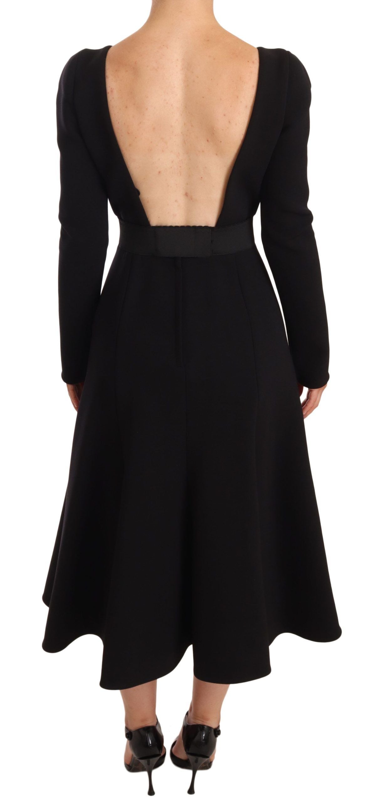 Dolce & Gabbana Elegant Black Stretch Sheath Mid-Calf Dress