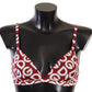 Dolce & Gabbana Red Cotton Logo Printed Designer Bra