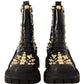 Dolce & Gabbana Studded Leather Combat Boots with Embroidery