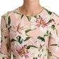 Dolce & Gabbana Pastel Pink Lily Print Fitted Blouse