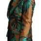 Dolce & Gabbana Elegant Leaf Print Silk-Blend Coat