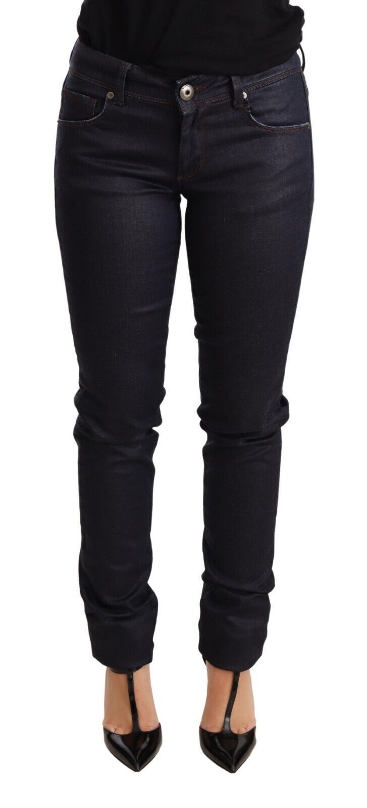 Ermanno Scervino Chic Dark Blue Low Waist Skinny Jeans