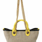 Dolce & Gabbana Beige Linen-Calf Tote with Gold Chain