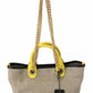 Dolce & Gabbana Beige Linen-Calf Tote with Gold Chain