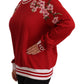 Dolce & Gabbana Elegant Red Crewneck Pullover with Floral Motif