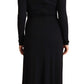 PINKO Elegant Black Nylon Stretch Maxi Dress