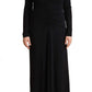 PINKO Elegant Black Nylon Stretch Maxi Dress