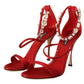 Dolce & Gabbana Red Crystal-Embellished Heel Sandals