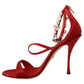 Dolce & Gabbana Red Crystal-Embellished Heel Sandals