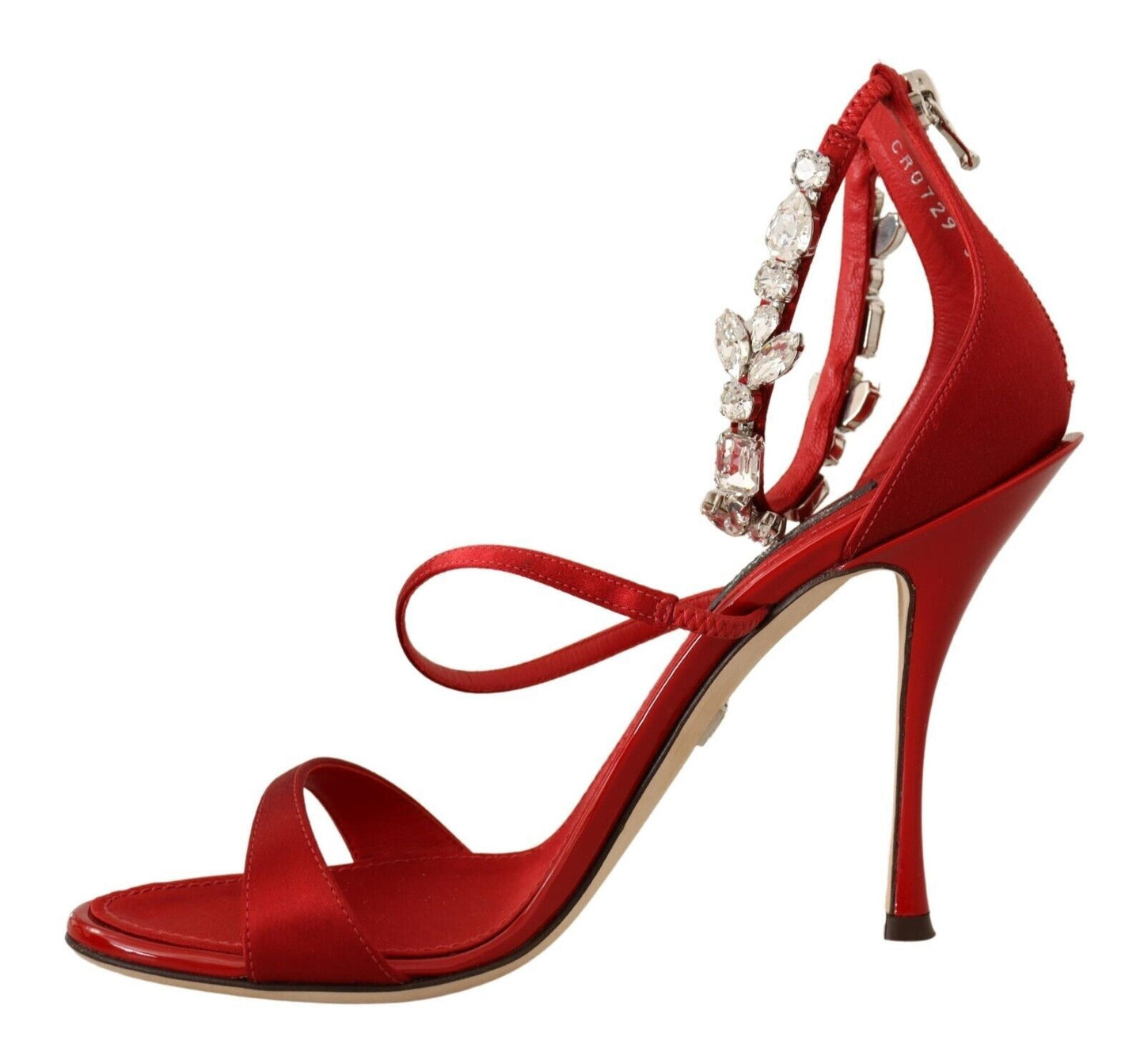 Dolce & Gabbana Red Crystal-Embellished Heel Sandals