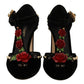 Dolce & Gabbana Black Mary Jane Pumps Roses Crystals Shoes