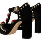 Dolce & Gabbana Black Mary Jane Pumps Roses Crystals Shoes